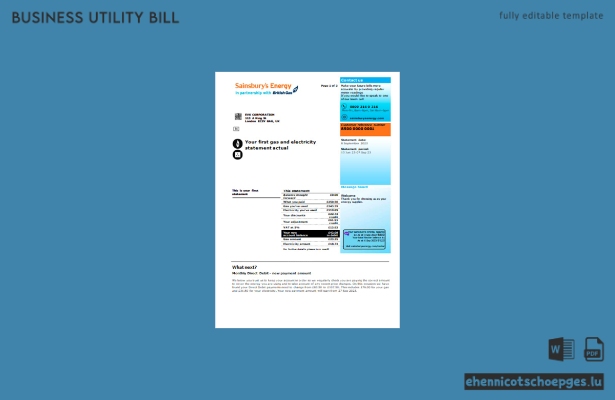 Sainsbury-Energy British Gas Geschäftsrechnung, Seite 1 Beispielvorschau